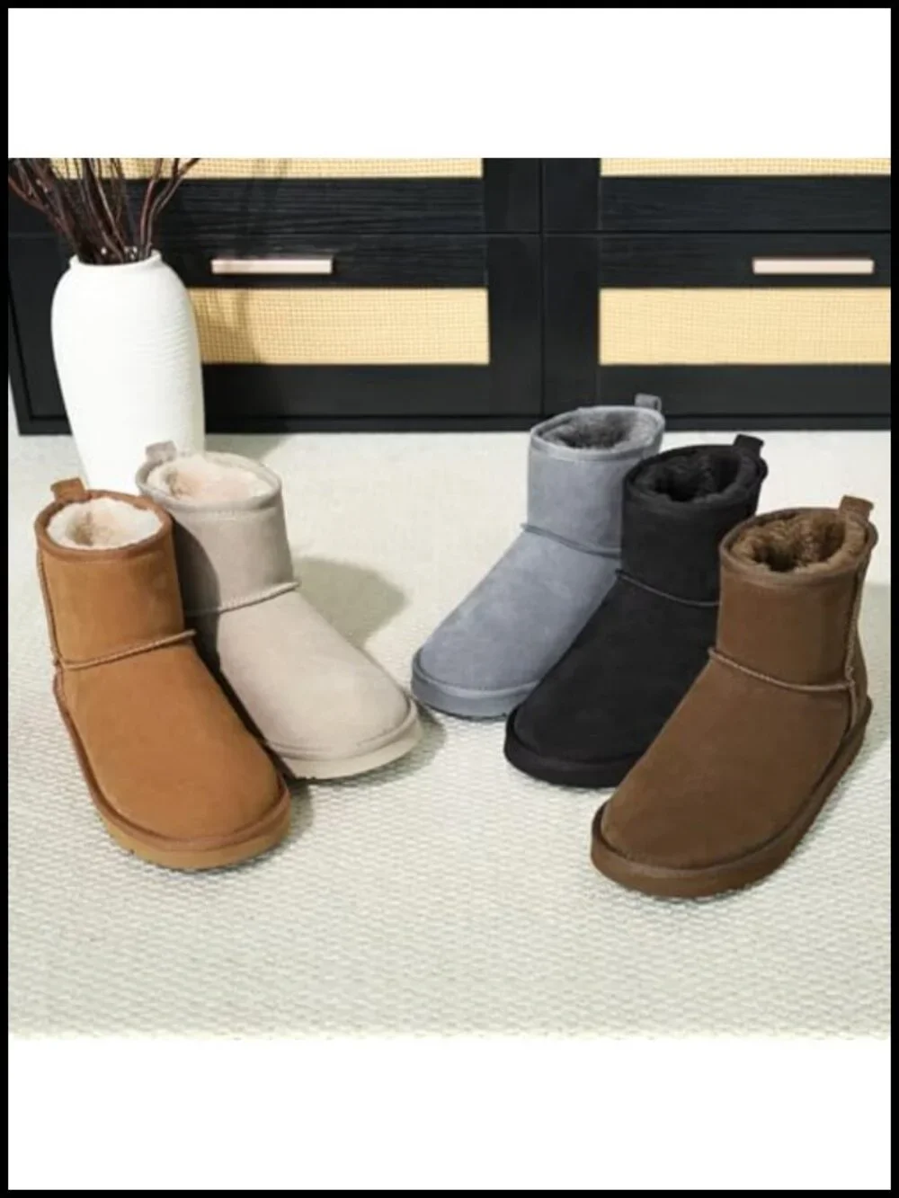 Genuine Suede Ankle Snow Boots - Anti-Slip Warm Comfort Winter Short Boots for